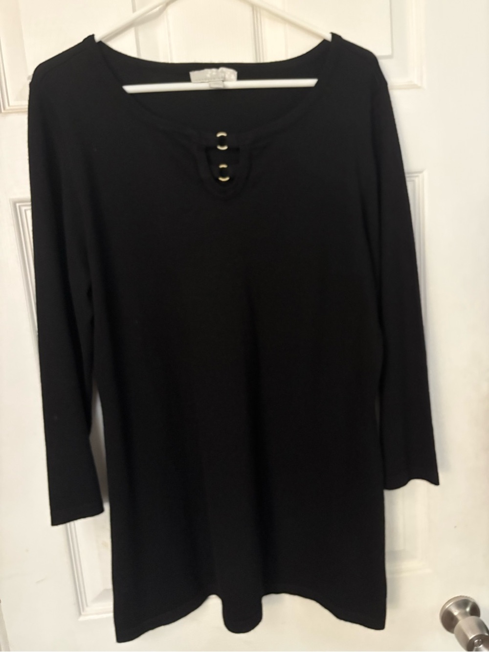 Carolyn Taylor Black Long-Sleeve Tunic with Ring Accent